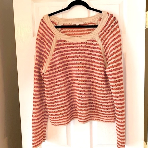 LOFT open weave chunky stripe sweater - Picture 1 of 4